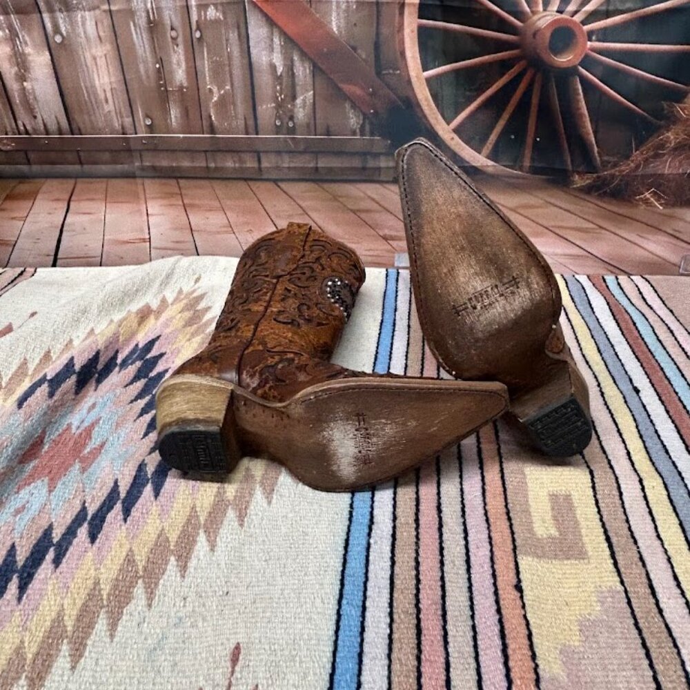 Women's Corral Leather Snip Toe Western Cowgirl Boots Size 6 1/2 - Picture 6 of 8